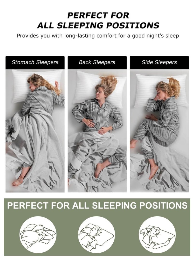 2 Pack Cotton Bed Pillow Stripe Design 50x70cm Made in Uae