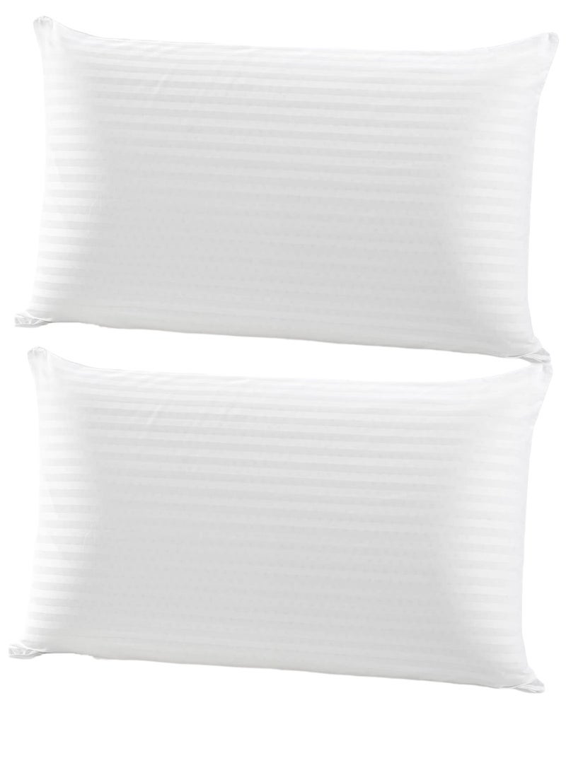 2 Pack Cotton Bed Pillow Stripe Design 50x70cm Made in Uae