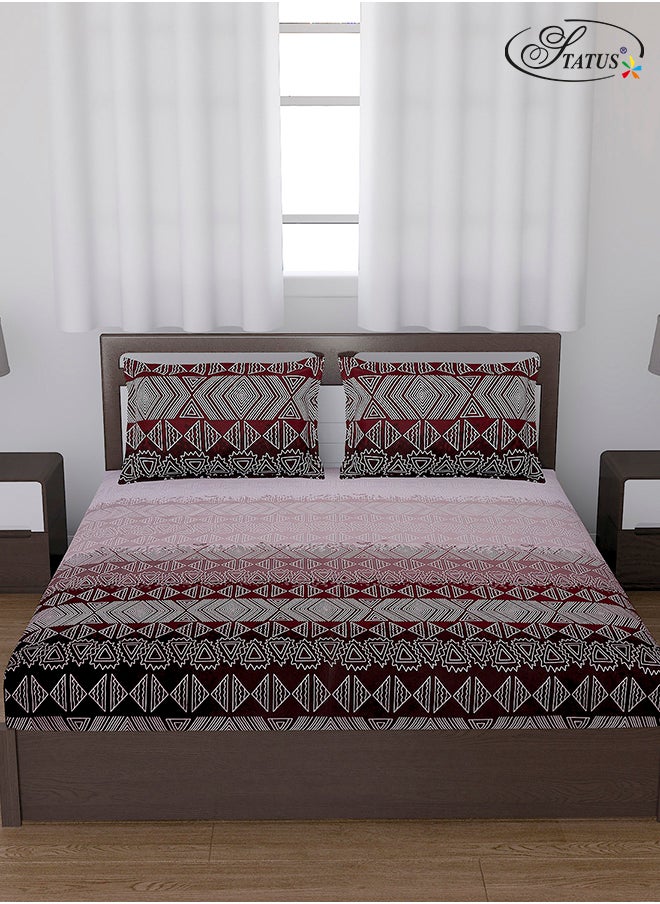 Spring Summer Collection- Cotton Feel Double Bedsheet with 2 Pillow Covers for Bed Room, Home, Hotel-120 GSM, Pink Cream, 210 X 230 Cm