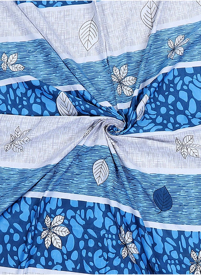 Cotton Rich Double Bedsheet with 2 Pillow Covers for Bed Room, Home, Hotel-120 GSM, Blue Stripes, 210 X 215 Cm