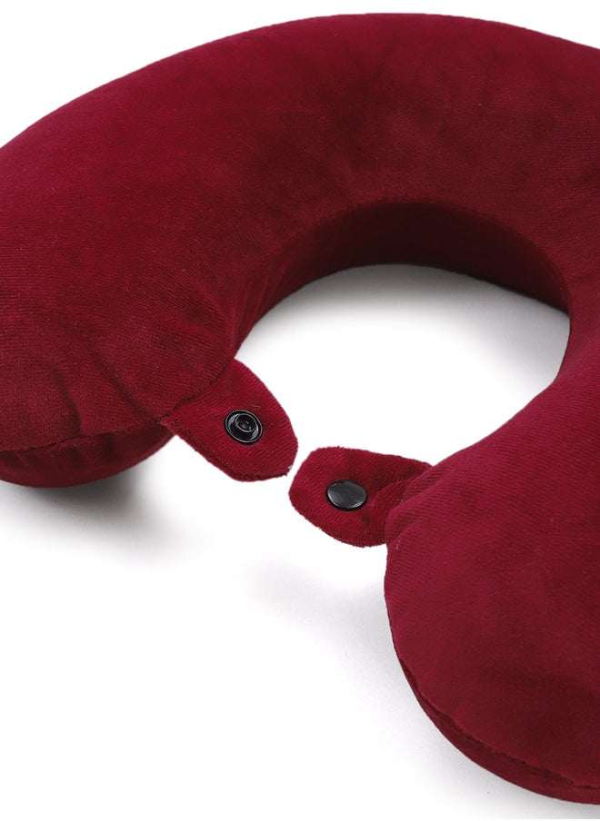 Ultra Soft Memory Foam Cushion U-Shaped Neck Pillow For Travel| Neck Support Pillow For Pain Relief, Red, 20 X 20 X 10 Cm