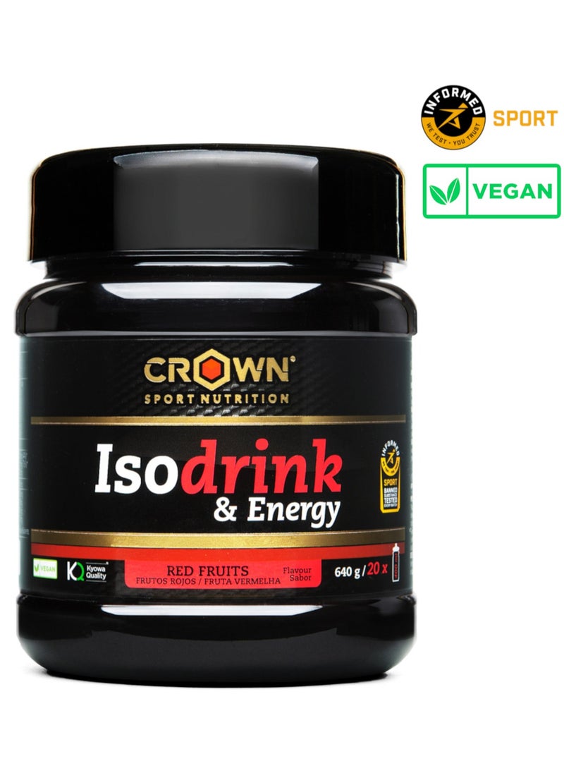 Crown Sport Nutrition Isodrink & Energy, Red Fruits Flavored, 640 Grams