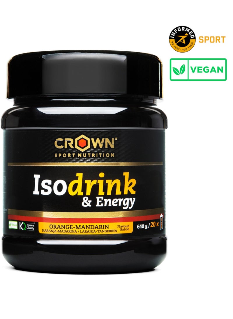 Crown Sport Nutrition Isodrink & Energy, Orange-Mandarin Flavored, 640 Grams