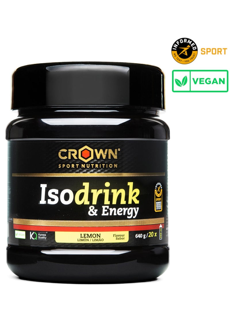 Crown Sport Nutrition Isodrink & Energy, Lemon Flavored, 640 Grams