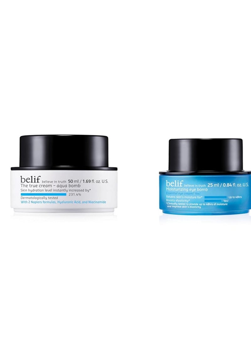 belif The True Cream Aqua  Hydrating Moisturizer Face Cream + The True Cream Moisturizing  Eye Cream Bundle