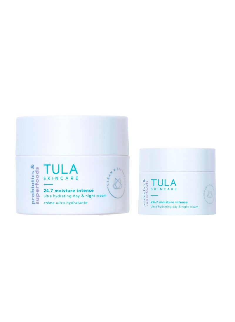 TULA Skin Care 24-7 Moisture Intense Ultra Hydrating Day & Night Cream - Travel Duo, Ultra Nourishing Moisturizer for Face, Soothe Skin, Maintain Skin Balance