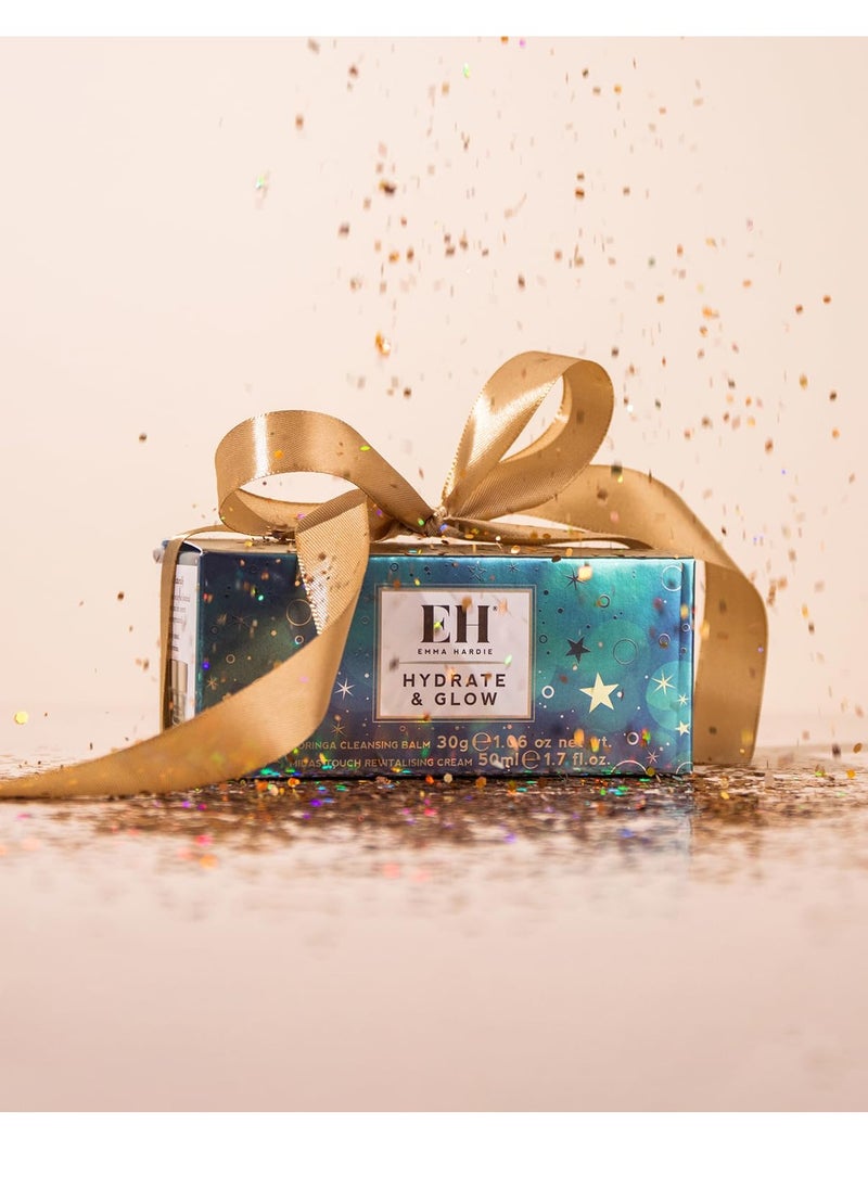 Emma Hardie Hydrate & Glow Gift Set: Travel Size 30ml Moringa Cleansing Balm and Travel Size 50ml Midas Touch Revitalising Face Cream, Dermatologically Tested, Natural and Cruelty Free