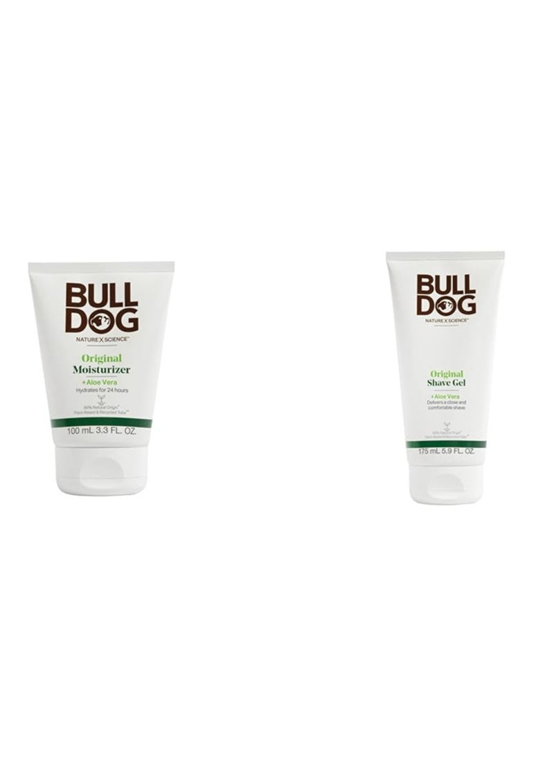 Bulldog Mens Skincare Original Face Moisturizer 3.3oz and Original Shave Gel 5.9oz Bundle