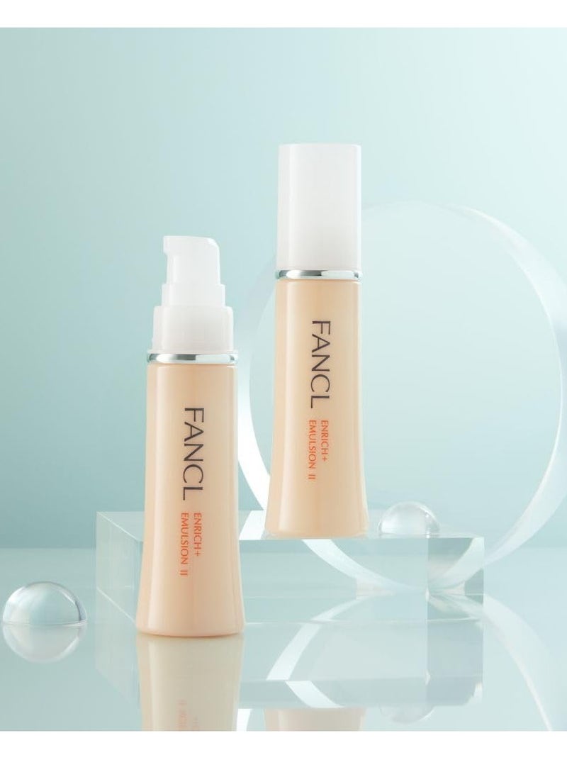 FANCL Enrich+ Emulsion II - 100% Preservative-Free, Facial Lotion with Niacinamide, Hydration, Anti-Aging, Firming & Elasticity Solutions for All Skin Types