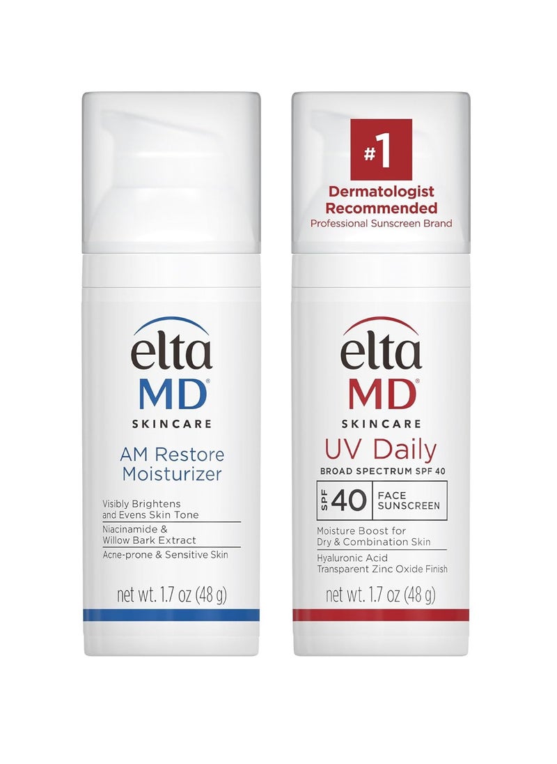 EltaMD UV Daily Facial Sunscreen Broad-Spectrum SPF 40 with Therapy Facial Moisturizer, Oil-free, Lightweight, Fragrance-free, Dermatologist-Recommend