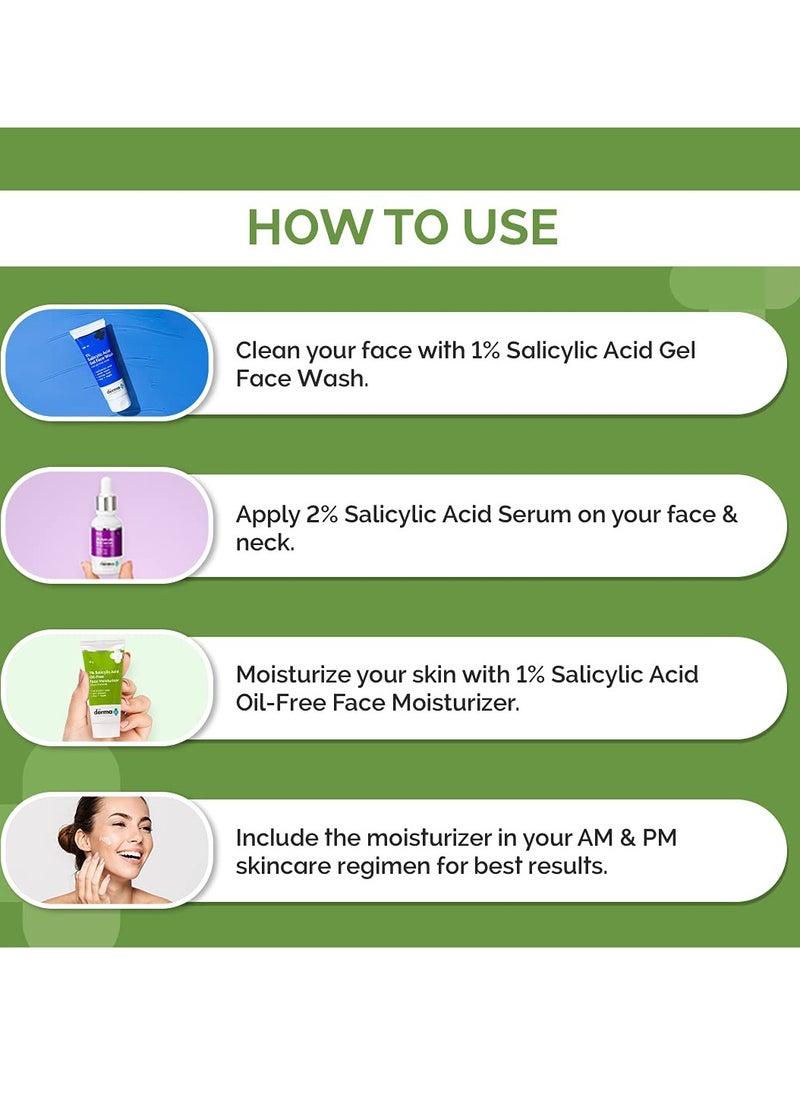 The Derma Co 1% Salicylic Acid Oil-Free Moisturizer For Face with Oat Extract | Fights Active Acne | Deeply Moisturizes | 50g