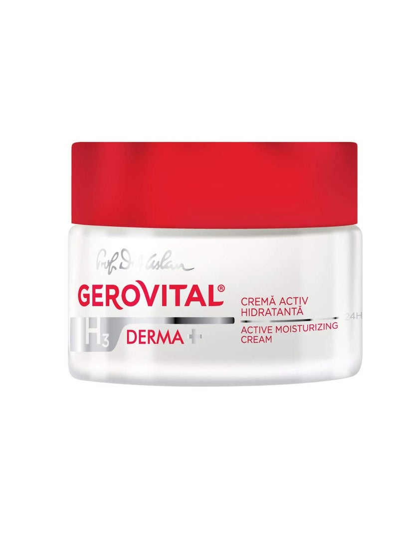 GEROVITAL DERMA+ All Day Active Moisturizing Face Cream, Anti-Wrinkle Facial Cream, Deep Hydration, Elastic and Tonic Skin, for Dry Skin, 50 mililiters
