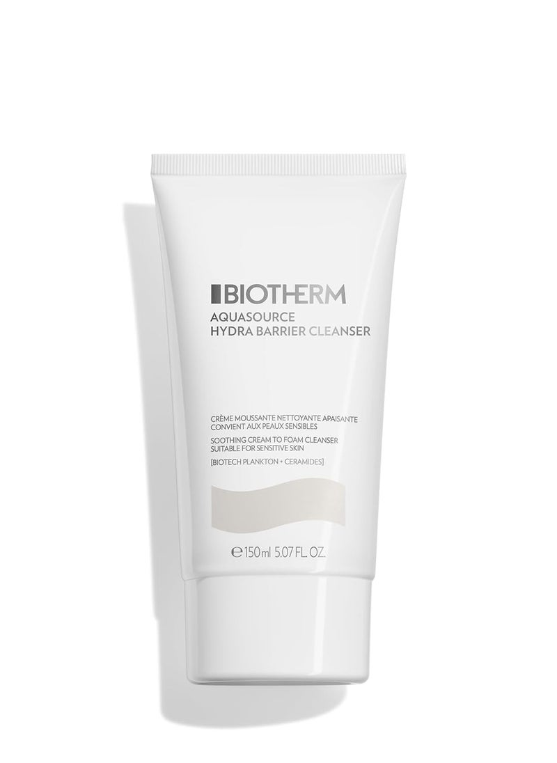 Biotherm Aquasource Hydra Barrier Cleanser To Soothe And Strengthen The Skin Barrier From The Very First Use, With Biotech Plankton, Bio-Ceramides, And Vitamin B3, 5.1 Fl.Oz.