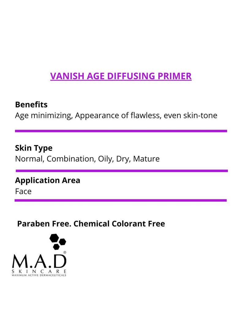M.A.D Skincare Anti-Aging Vanish Age Diffusing Primer - Gently Tinted