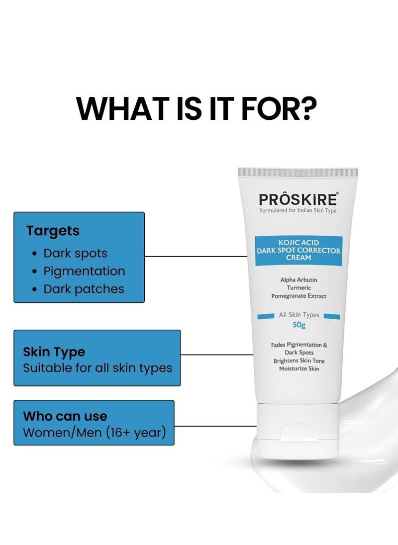 Proskire Kojic Acid Dark Spot Corrector Cream For Pigmentation & Skin Brightening