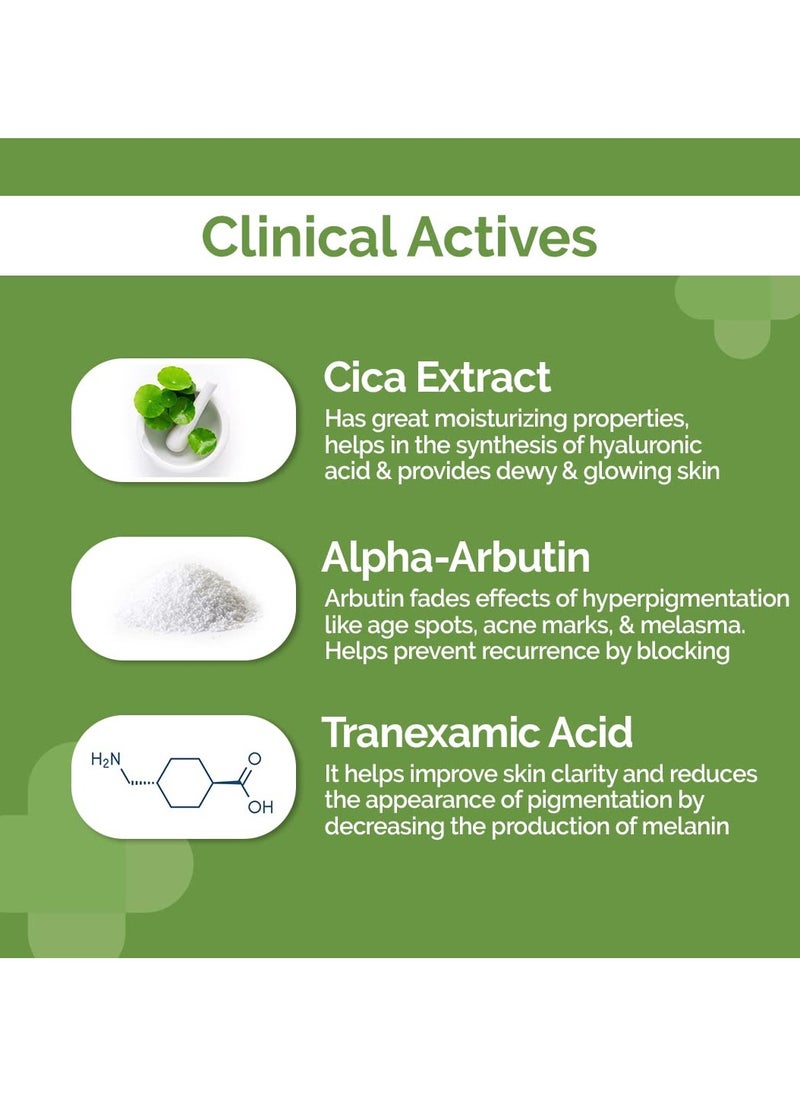 The Derma Co 5% Cica-Glow Daily Face Moisturizer with Alpha Arbutin & Tranexamic Acid | Makes Skin Glow | Evens Skin Tone | For All Skin Types | 50 g, Lotion