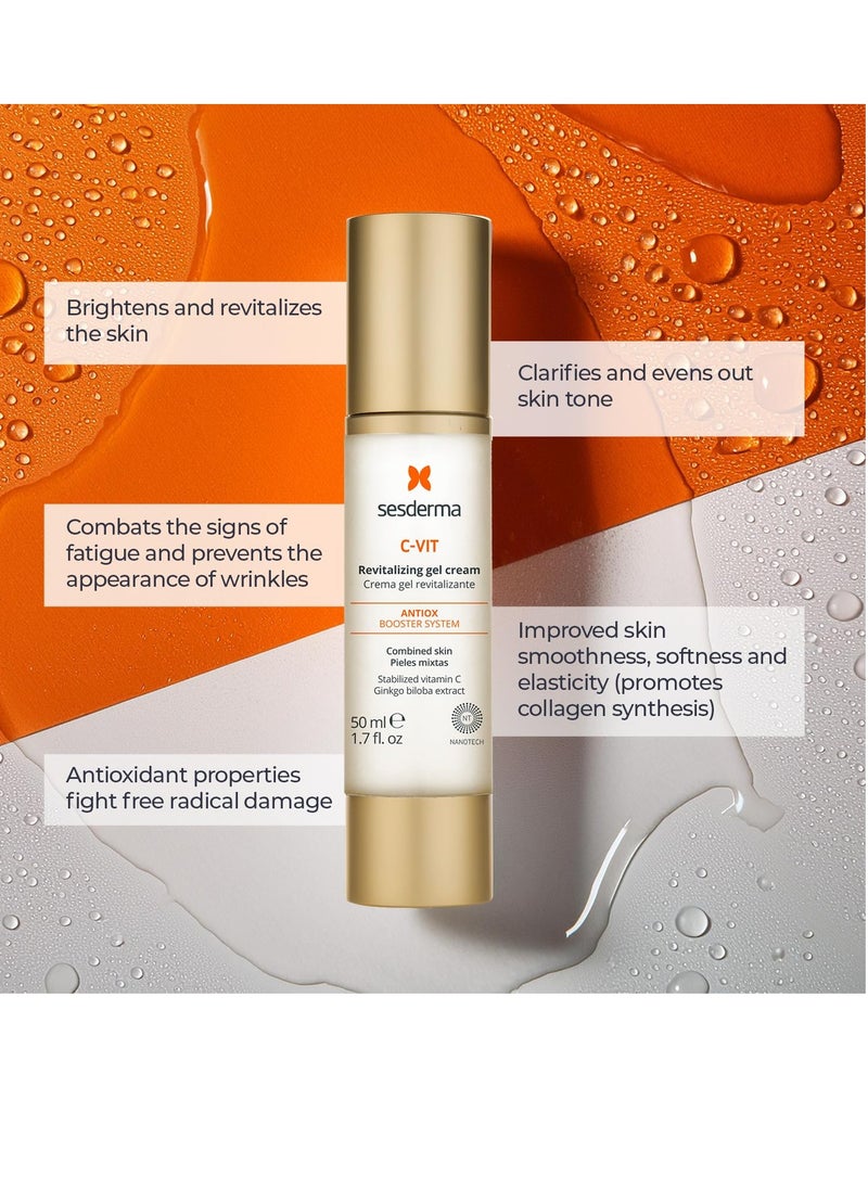 Sesderma C-VIT Revitalizing Gel Cream, Powerful Antioxidant Gel Cream Infused with Vitamin C & Hyaluronic Acid for Youthful, Vibrant Skin, 1.7 fl oz