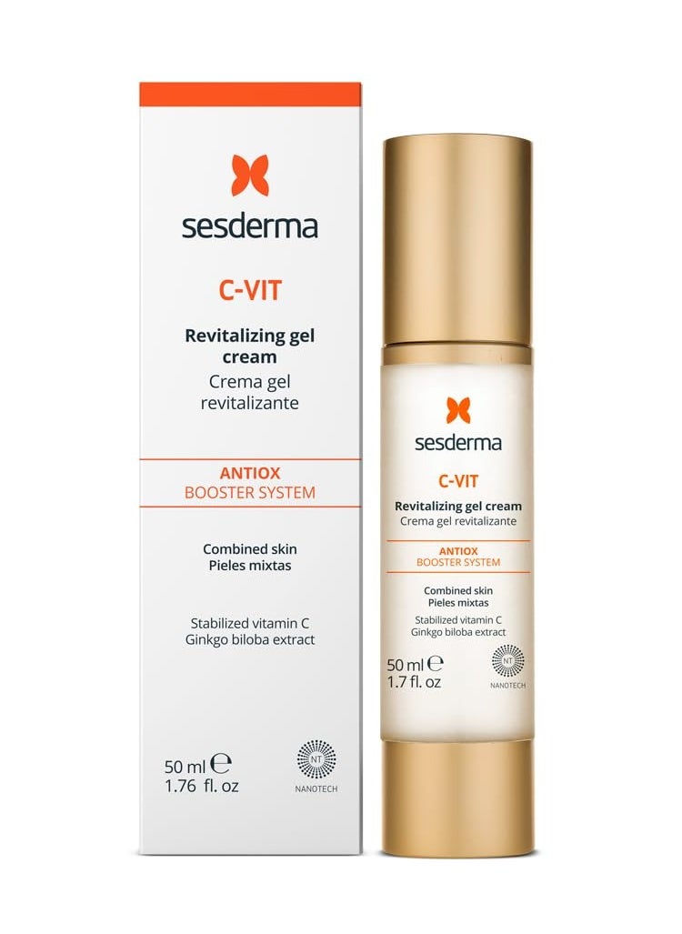 Sesderma C-VIT Revitalizing Gel Cream, Powerful Antioxidant Gel Cream Infused with Vitamin C & Hyaluronic Acid for Youthful, Vibrant Skin, 1.7 fl oz