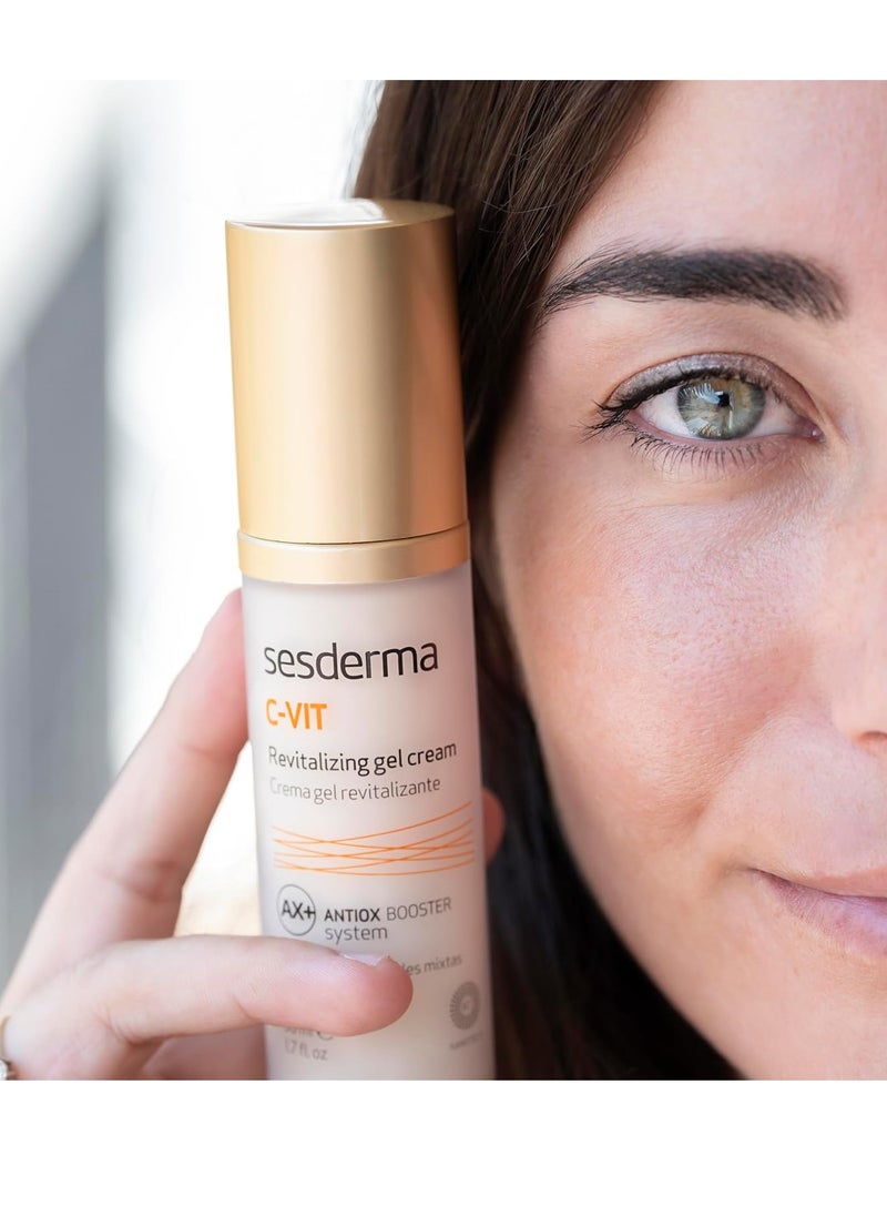 Sesderma C-VIT Revitalizing Gel Cream, Powerful Antioxidant Gel Cream Infused with Vitamin C & Hyaluronic Acid for Youthful, Vibrant Skin, 1.7 fl oz