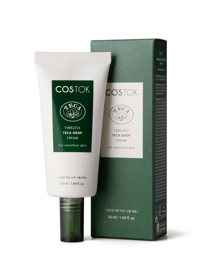 COSTOK Timeless TECA Drop Cream 50ml (1.69 oz) Centella Asiatica Extract, Madecassoside, pH5.5 Oil and Water Balance, X-TECA Technology Hypoallergenic Soothing Face Moisturizer for All Skin Types