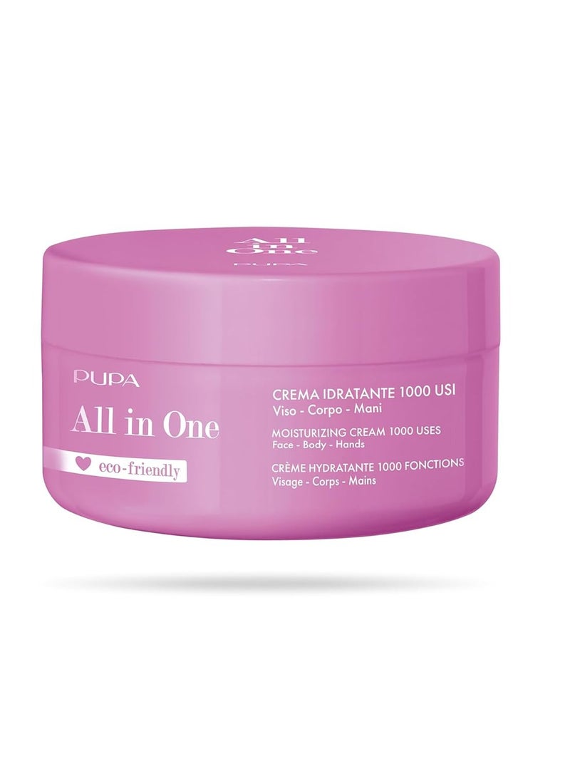 PUPA Milano All In One Moisturizing Cream With Hyaluronic Acid - Skin Hydration Booster - Delivers Smooth, Firm Appearance - Versatile Moisturizer - Can Be Used All Over - Eco Friendly - 11.8 Oz