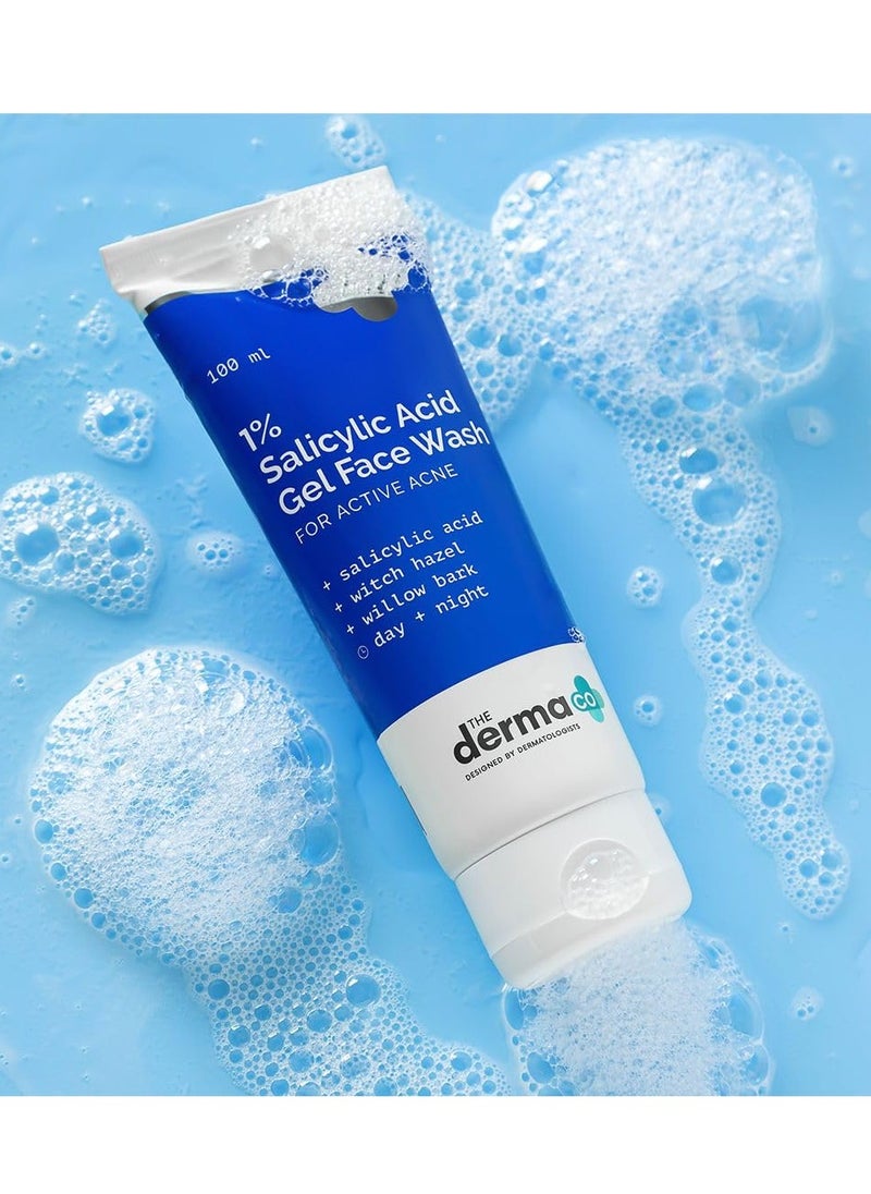 The Derma Co Anti Acne Skincare Routine Kit For All Skin 1% Salicylic Acid Gel Face Wash+2% Salicylic Acid Serum+1% Hyaluronic Sunscreen Aqua Gel|Broad Spectrum Protection Spf 50 Pa++++|Unisex,3 Count