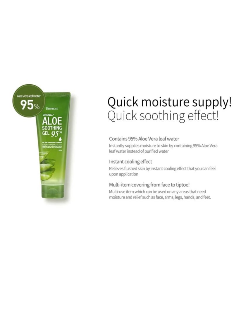 Deoproce Cooling Aloe Soothing Gel 250g | Korean Skin Care Hydrating Gel for Face & Body