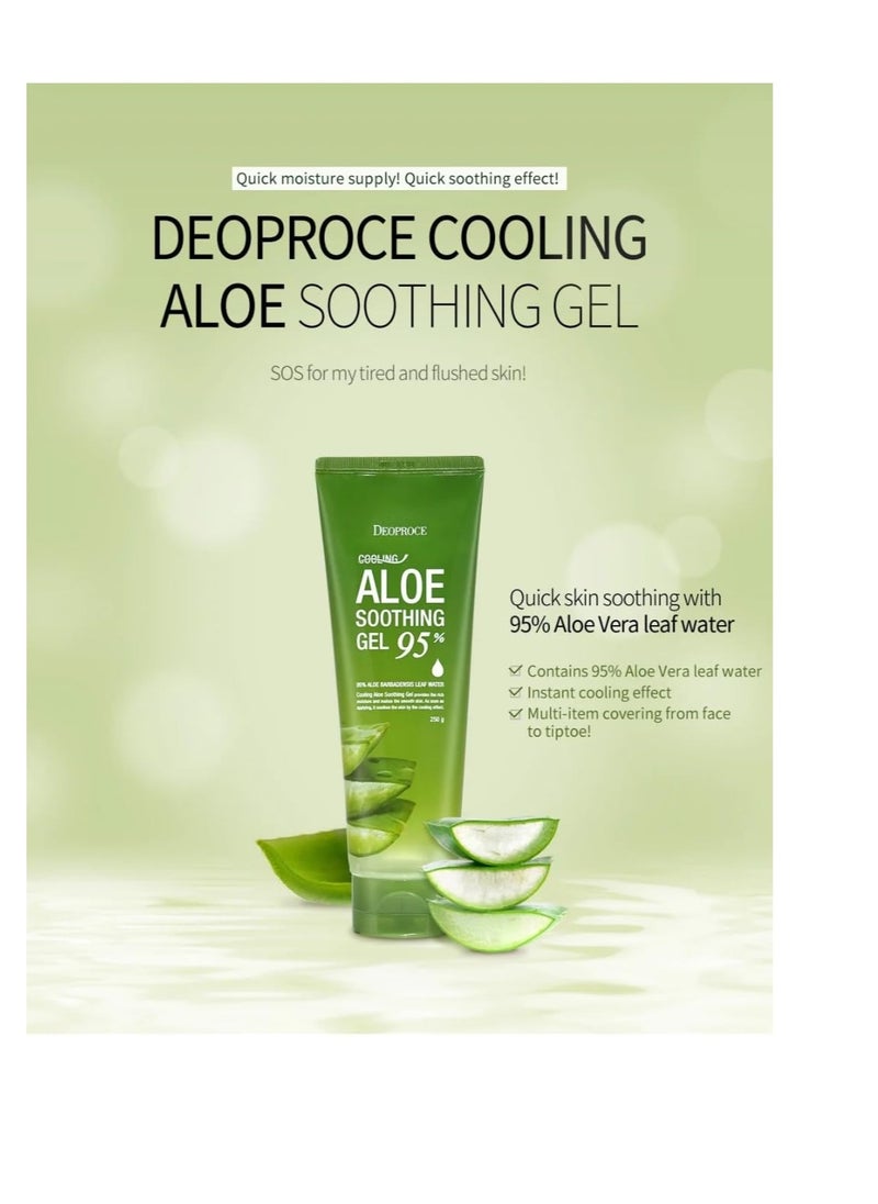 Deoproce Cooling Aloe Soothing Gel 250g | Korean Skin Care Hydrating Gel for Face & Body