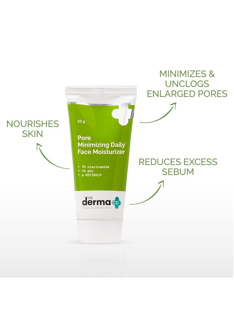 The Derma Co Pore Minimizing Daily Face Moisturizer with 3% Niacinamide 3% PHA and p-REFINYL