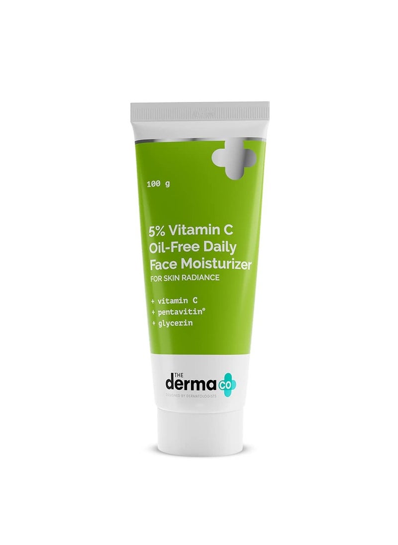 The Derma Co 5% Vitamin C Oil-Free Daily Face Moisturizer for Skin Radiance | For Oily Skin | For Skin Radiance | Non-Greasy Formula | 100 g