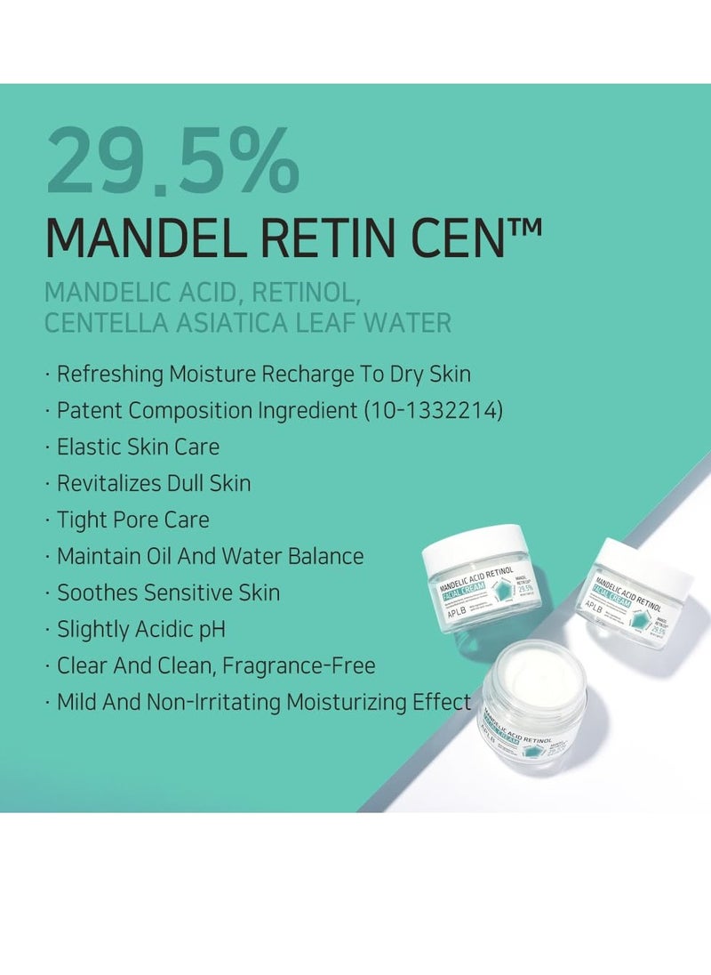 APLB Mandelic Acid Retinol Facial Cream | MANDEL RETIN CEN™ 29.5% 1.86 FL.OZ/Korean Skincare, Acne care, Exfoliant, Wrinkle care, Moisturize, Revitalize for gentle and improve skin texture
