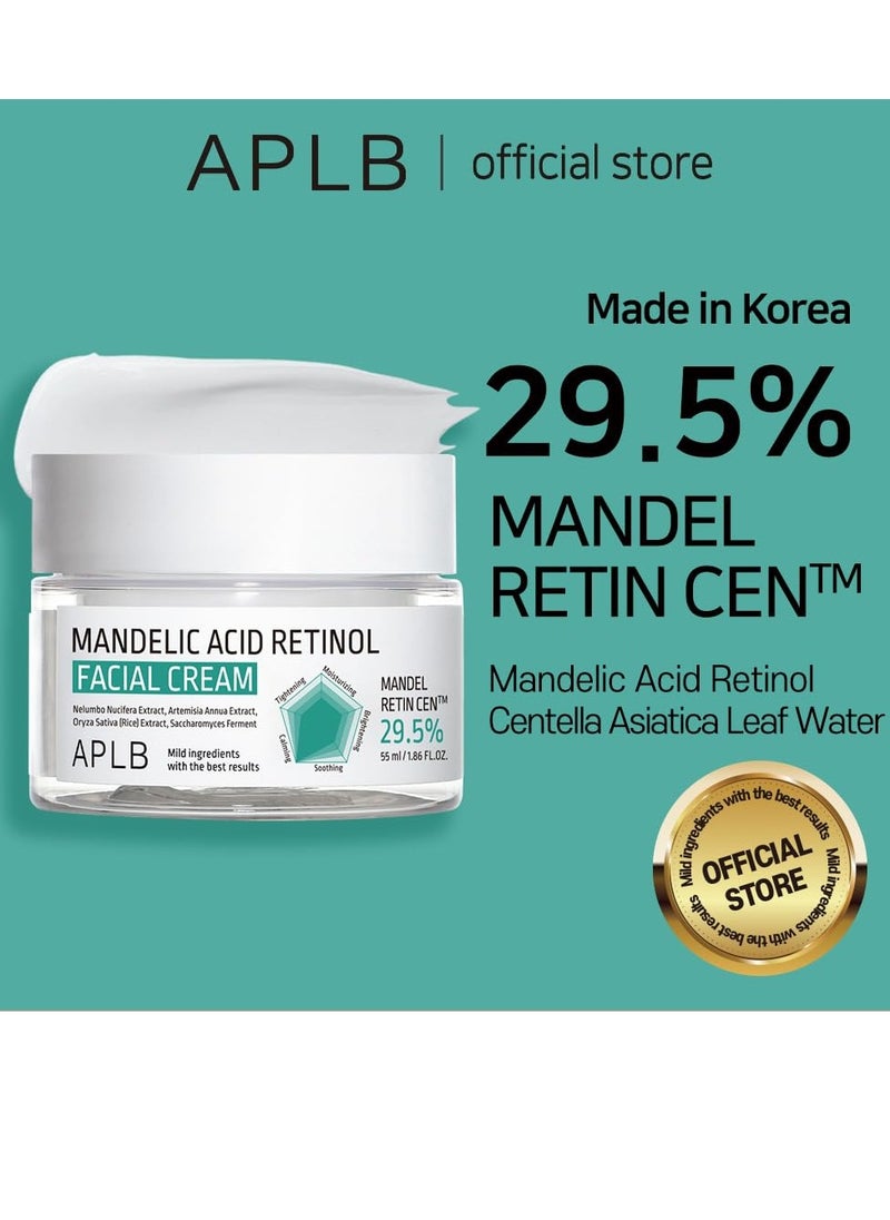 APLB Mandelic Acid Retinol Facial Cream | MANDEL RETIN CEN™ 29.5% 1.86 FL.OZ/Korean Skincare, Acne care, Exfoliant, Wrinkle care, Moisturize, Revitalize for gentle and improve skin texture