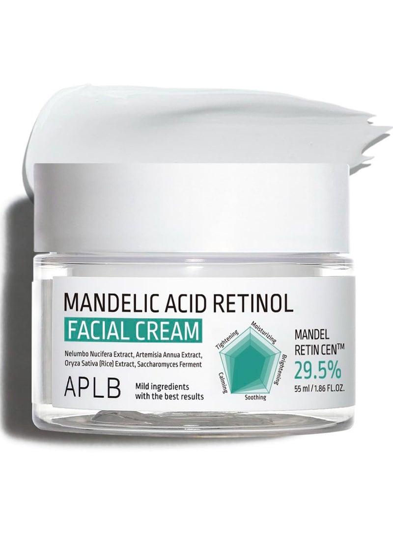 APLB Mandelic Acid Retinol Facial Cream | MANDEL RETIN CEN™ 29.5% 1.86 FL.OZ/Korean Skincare, Acne care, Exfoliant, Wrinkle care, Moisturize, Revitalize for gentle and improve skin texture