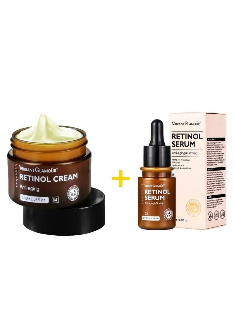 Retinol Facial Nutrition Set, Retinol Anti-Aging Cream 30g, Retinol Facial Essence 30ml, Anti-aging Repair (2-piece set)