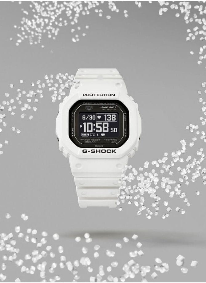 ​Casio G-Shock DW-H5600-7 44.5mm Bio-Based Resin Smartwatch with Heart Rate Monitor, MIP LCD, Solar-Assisted Charging​