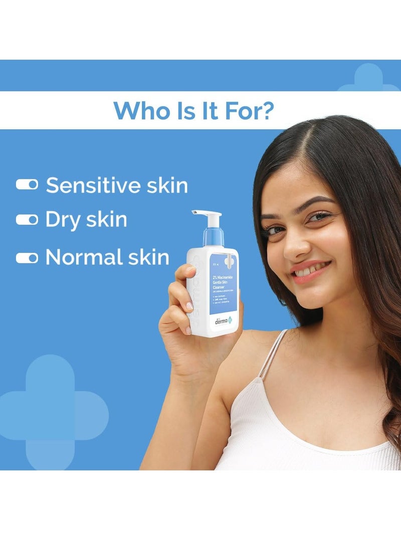 The Derma Co 2% Niacinamide Gentle Skin Cleanser for Sensitive, Dry, Normal Skin - 125 ml Non-Irritant | 100% Soap-Free | Non-Oil Stripping | Gently Cleanses Makeup