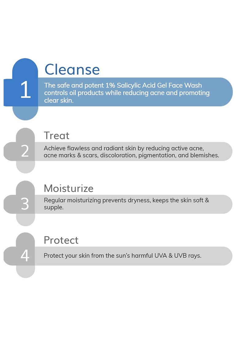 The Derma Co 1% Salicylic Acid Gel Face Wash with Salicylic Acid & Witch Hazel for Active Acne - 100 ml
