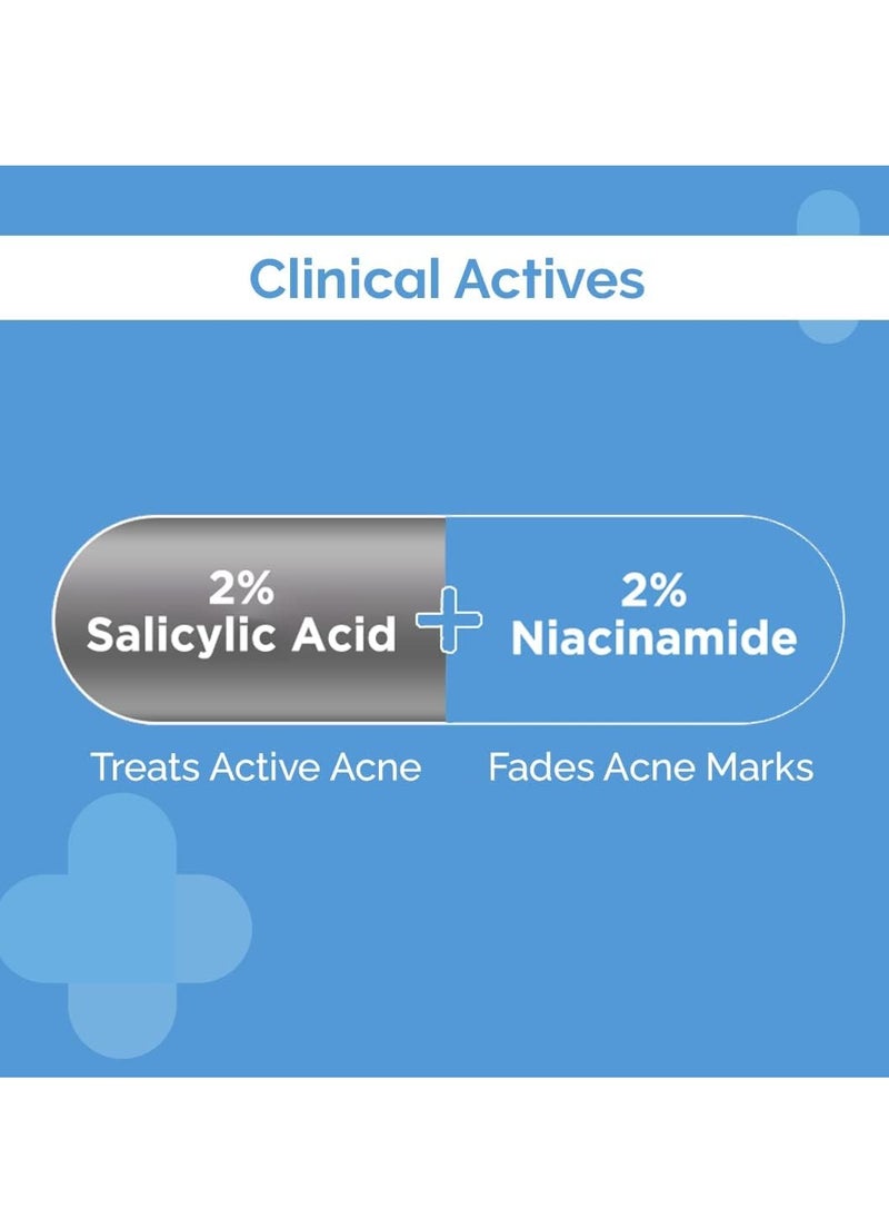 The Derma Co 2% Sali-Cinamide Anti-Acne Face Wash | With 2% Salicylic Acid & 2% Niacinamide | Treats Active Acne & Fades Marks I For Oily & Combination Skin | Power of 2 Actives | For Men & Women | 150 ml x 2