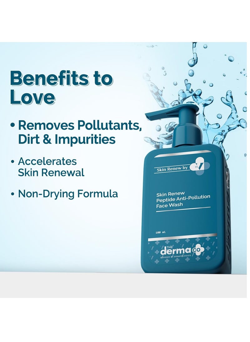 The Derma Co. X Dr.V Skin Renew Peptide Anti-Pollution Face Wash With Peptides & Niacinamide-100Ml| 0.5% Salicylic Acid | Exfoliation|Gentle & Deep Cleansing