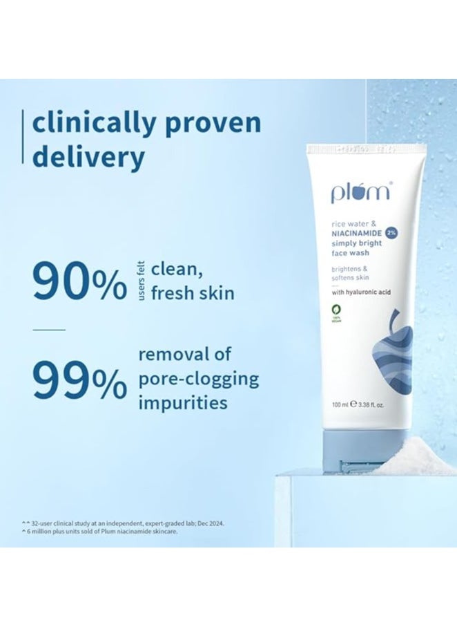 Simply Bright Routine! 2% Niacinamide & Plum Rice Water face wash & 2% Niacinamide Gel Cream