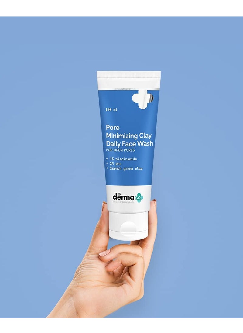 The Derma Co Pore Minimizing Clay Daily Face Wash with 1% Niacinamide & 2% PHA for Open Pores - 100 ml