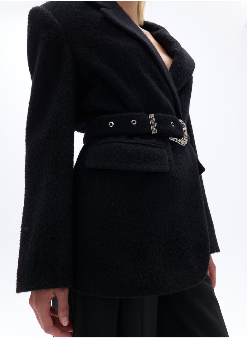 Double Breasted Jacket with Belt Detail