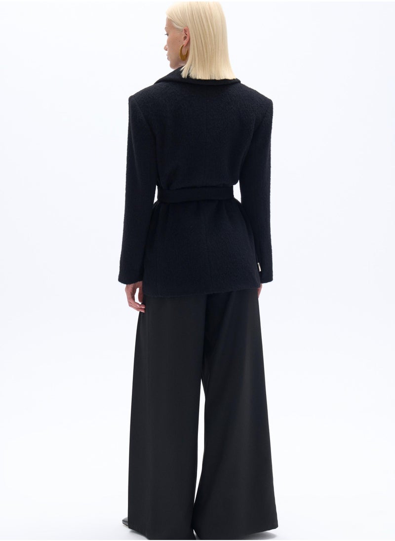 Double Breasted Jacket with Belt Detail