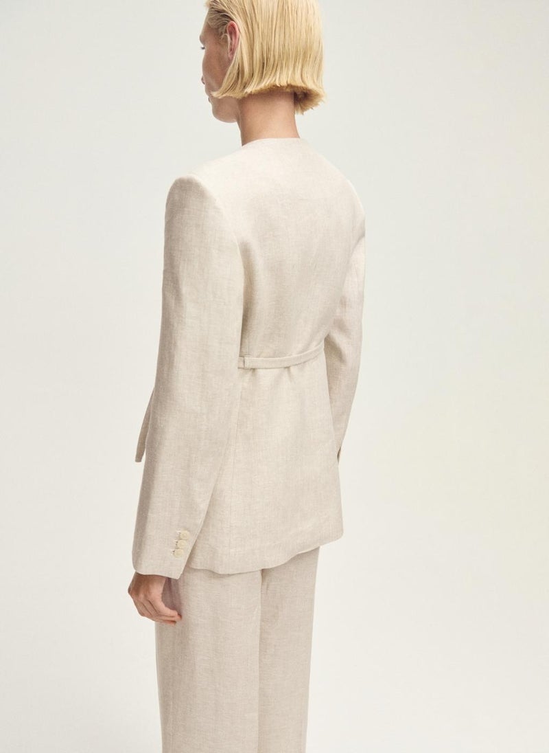 Linen Suit Jacket With Belt
