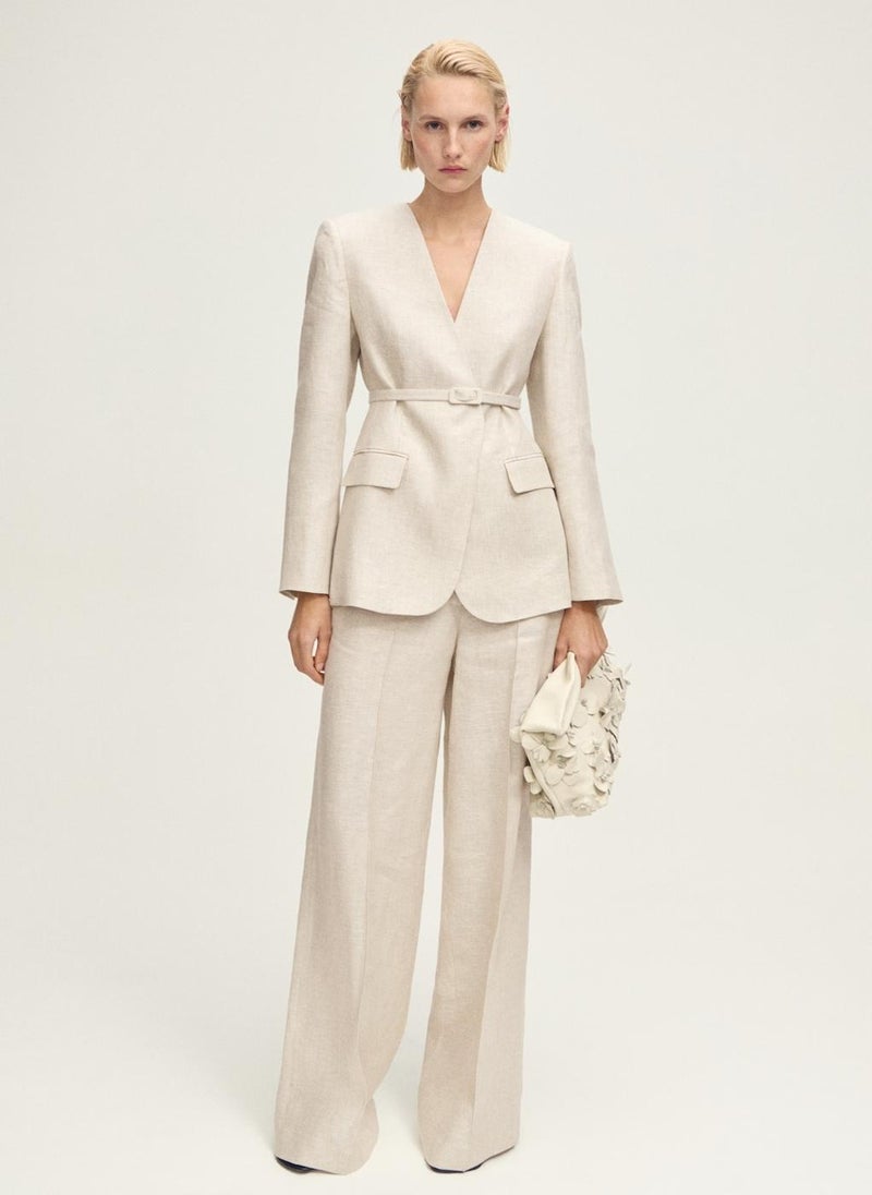 Linen Suit Jacket With Belt