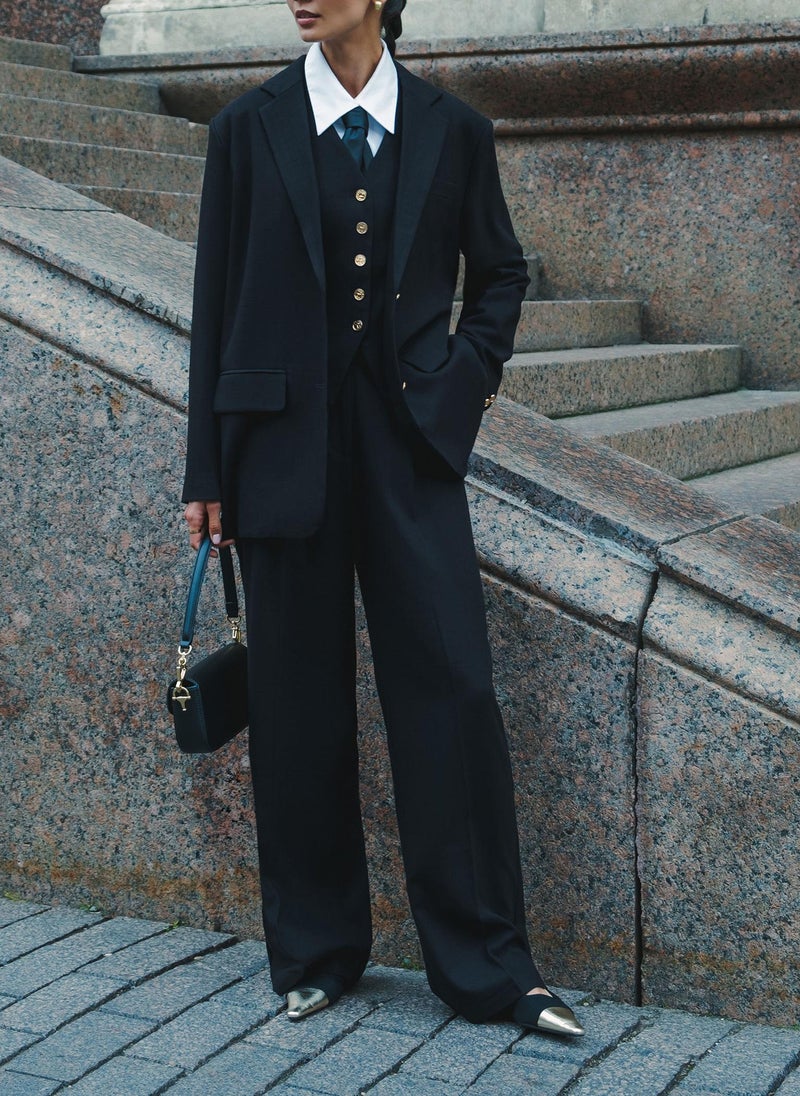 Textured single-breasted oversize blazer