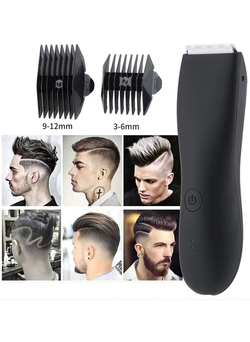 Electric Body Hair Trimmer for Men – Waterproof Wet/Dry Shaver, Ball & Back Trimmer, Replaceable Ceramic Blade, Fast Charging Grooming Kit for Full Body & Pubic Hair Care