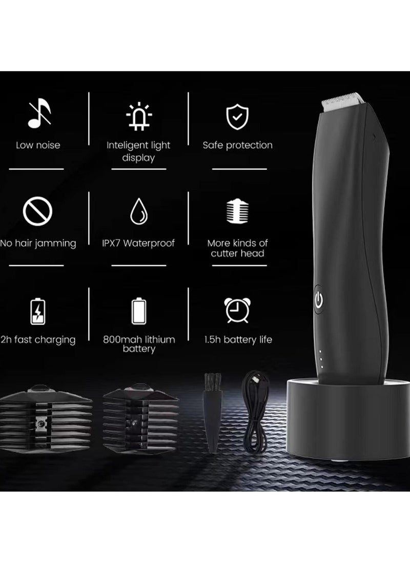 Electric Body Hair Trimmer for Men – Waterproof Wet/Dry Shaver, Ball & Back Trimmer, Replaceable Ceramic Blade, Fast Charging Grooming Kit for Full Body & Pubic Hair Care