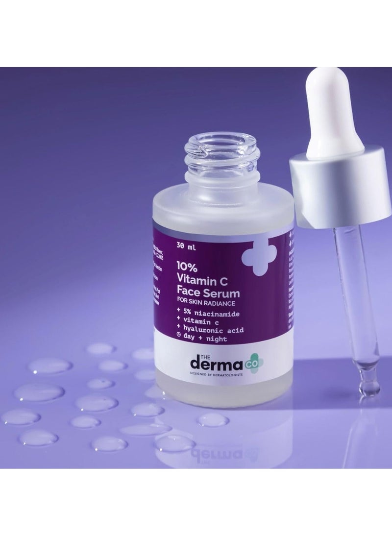 The Derma Co Glow & Protect Combo - 10% Vitamin C Face Serum (30 ml) + 1% Hyaluronic Sunscreen Aqua Gel (50 g)