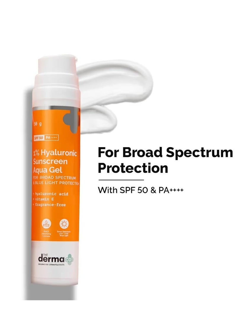 The Derma Co Glow & Protect Combo - 10% Vitamin C Face Serum (30 ml) + 1% Hyaluronic Sunscreen Aqua Gel (50 g)